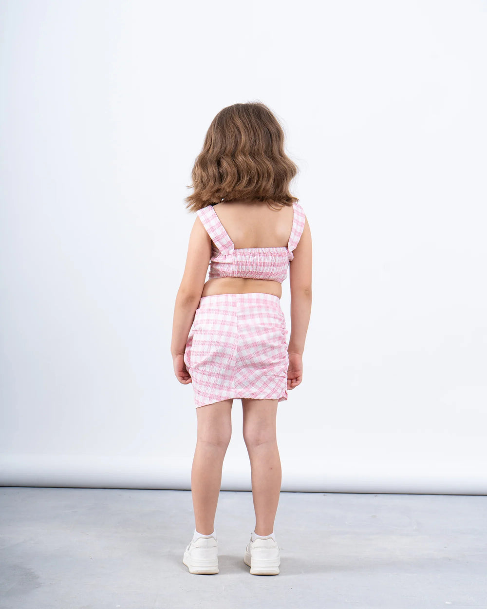 Gingham Ruched Skirt With Flower - Venti