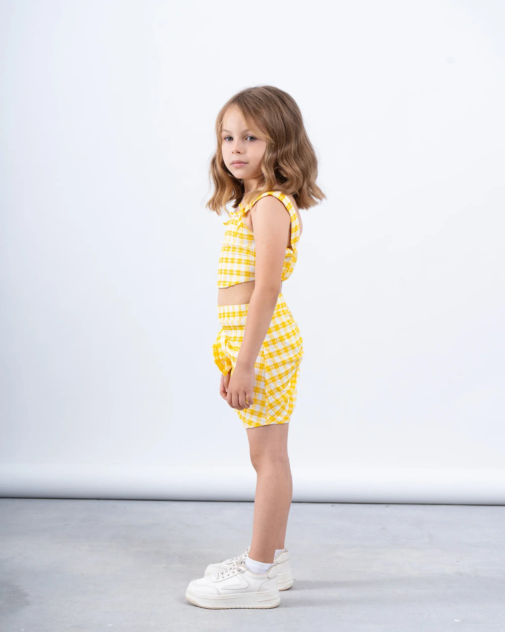 Gingham Ruched Skirt With Flower - Venti