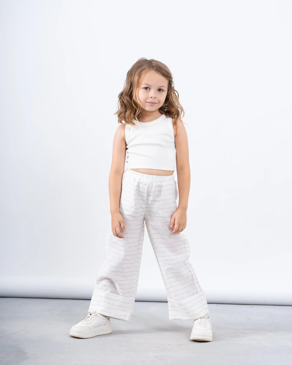 Linen Striped Wide-Leg Pants - Venti