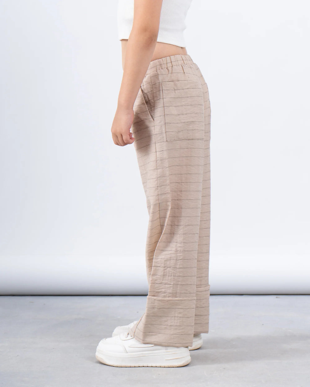 Linen Striped Wide-Leg Pants - Venti