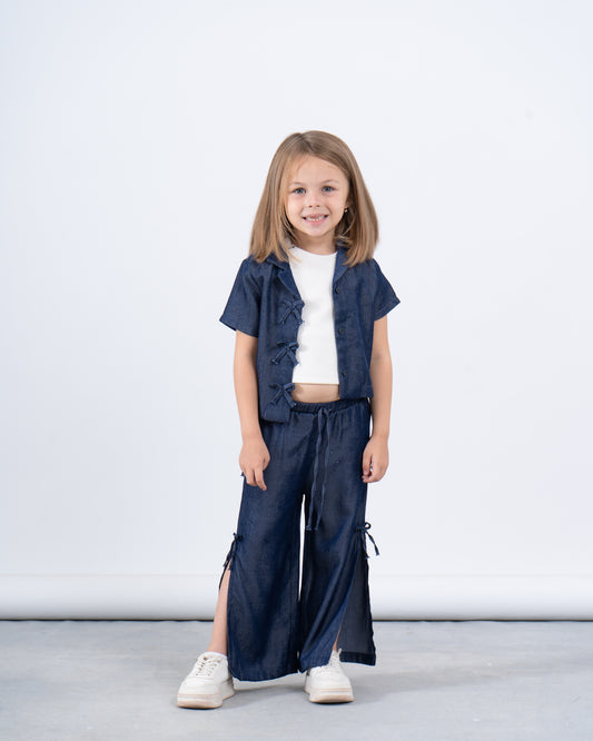 Side Bow Tie Pants With Slit