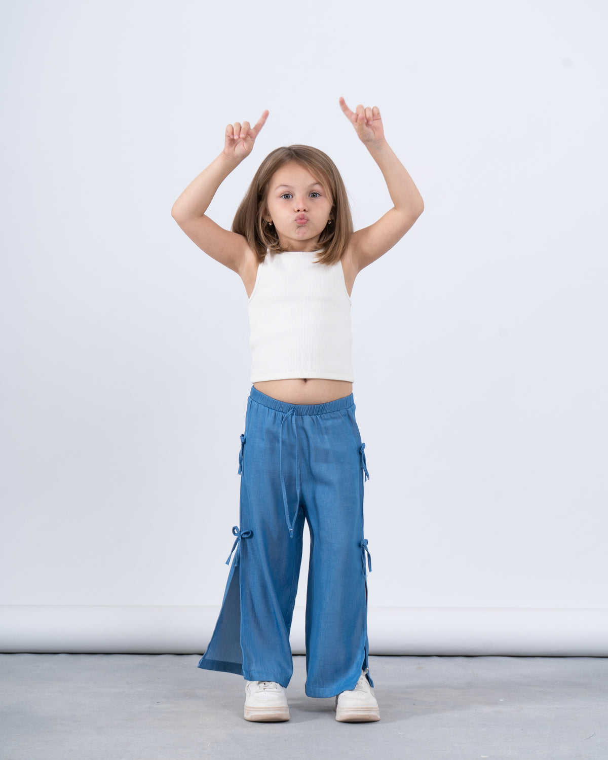 Side Bow Tie Pants With Slit