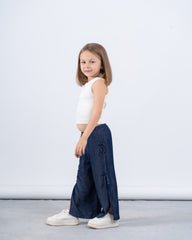 Side Bow Tie Pants With Slit