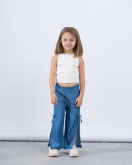 Side Bow Tie Pants With Slit