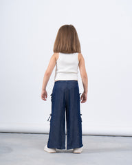 Side Bow Tie Pants With Slit