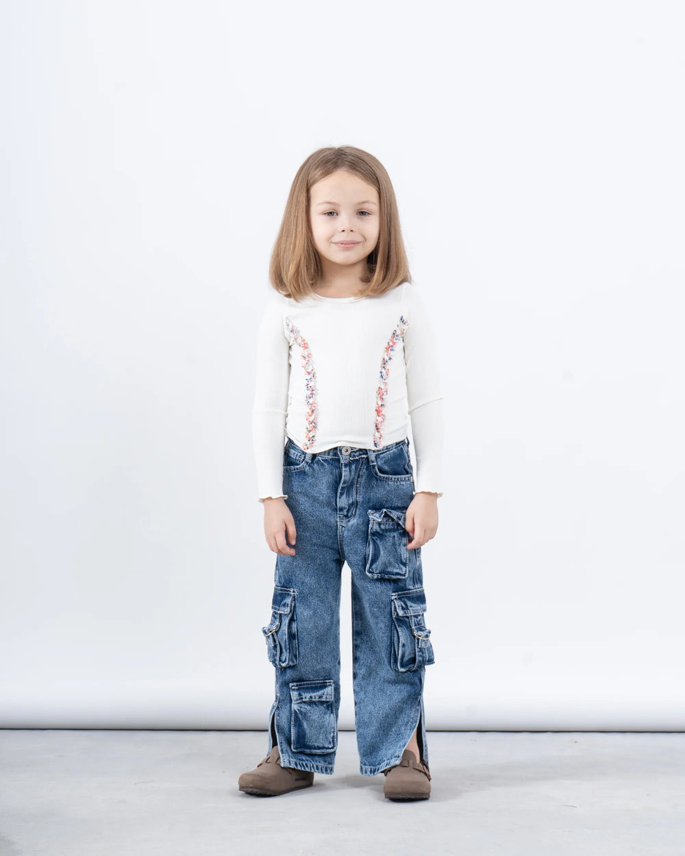 Long Sleeve Ribbed Top With Details - Venti