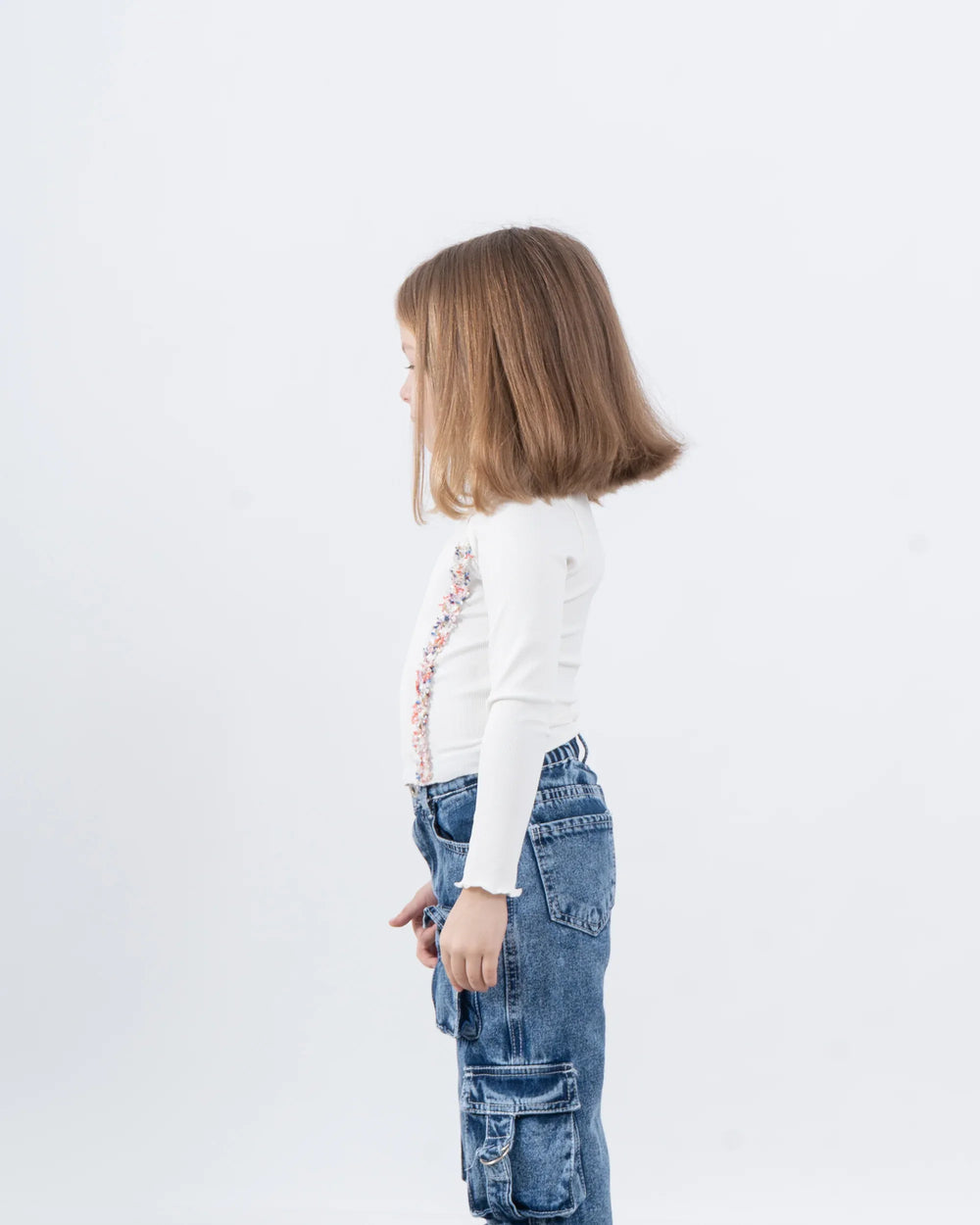 Long Sleeve Ribbed Top With Details - Venti