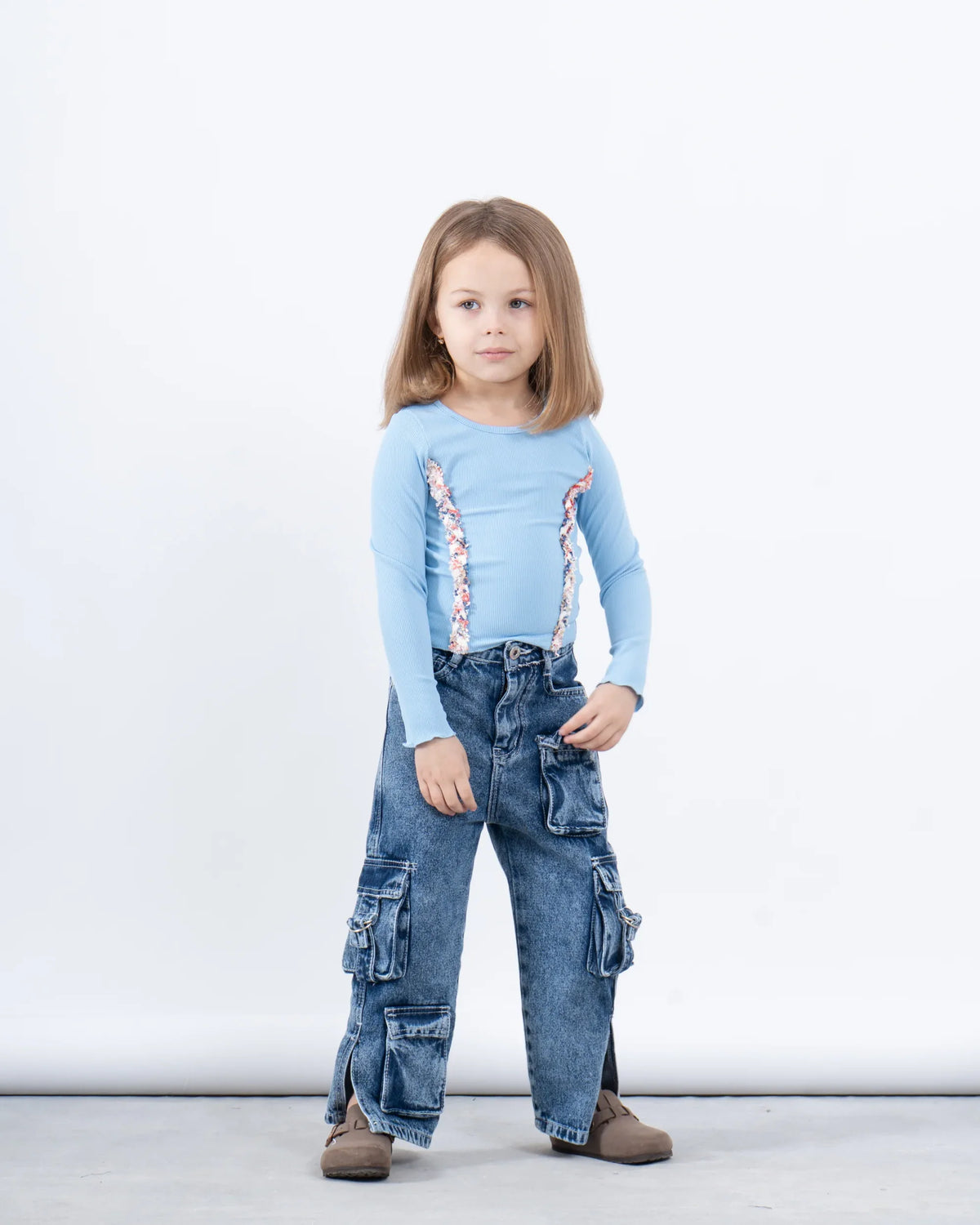 Long Sleeve Top With Decorative Stitch Detail - Venti