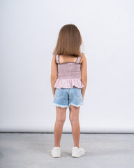 Smocked Peplum Strap Top