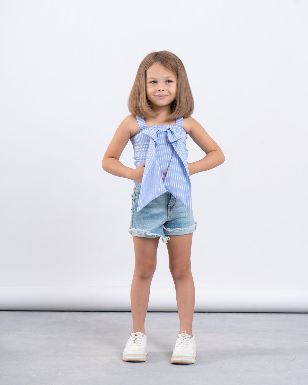 Striped Bow-Front Sparkling Top 