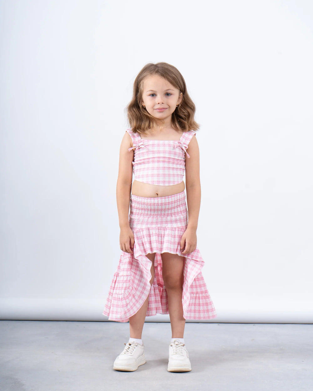 Gingham High-Low Ruffle Skirt - Venti