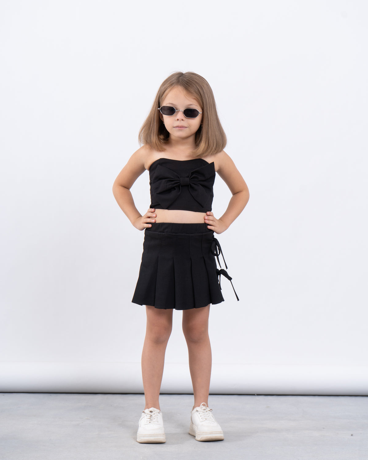 Pleated Skort With Side Bows