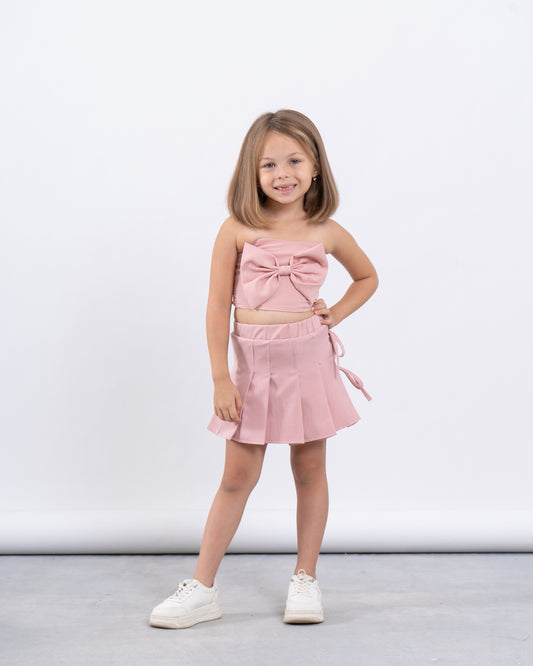 Pleated Skort With Side Bows