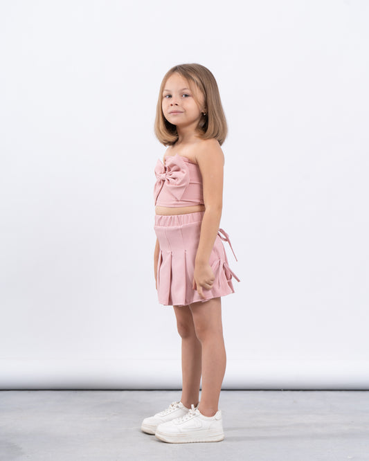Pleated Skort With Side Bows