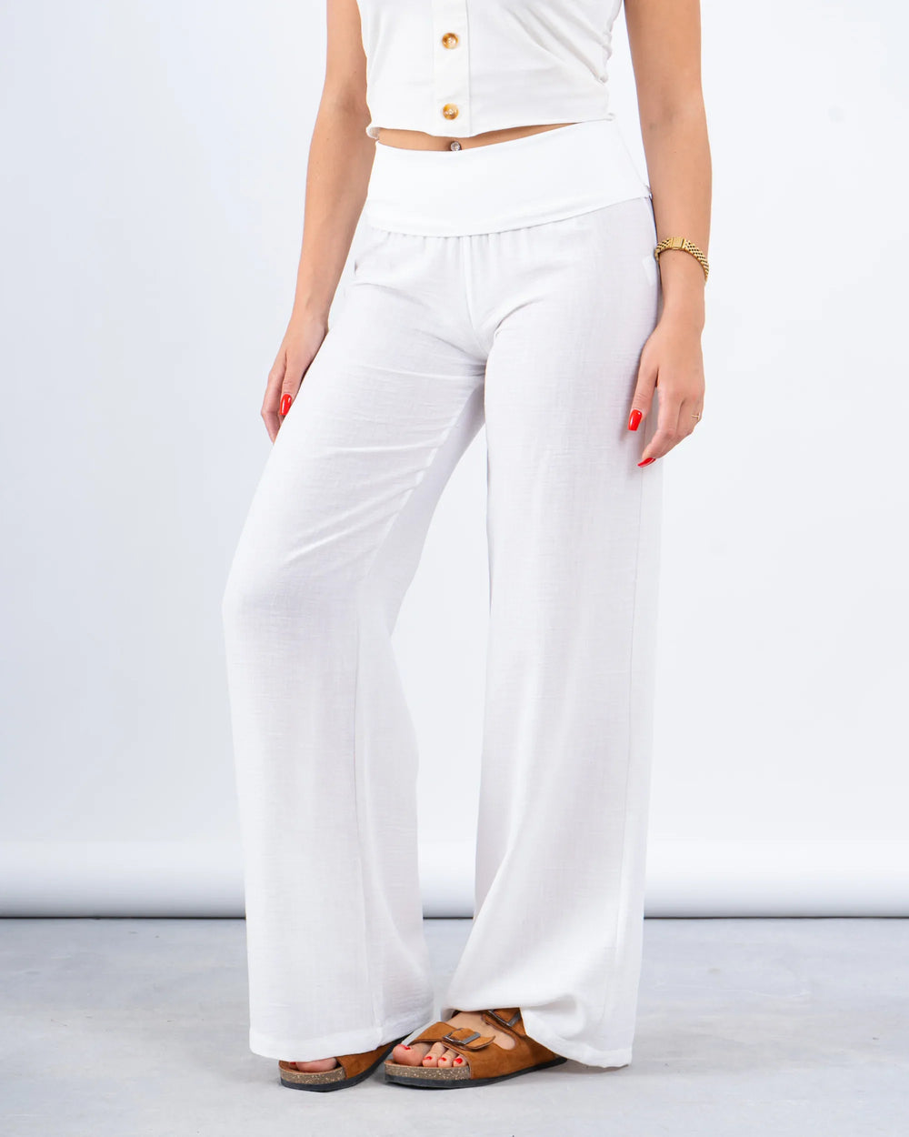 Folded Waist Linen Pants - Venti