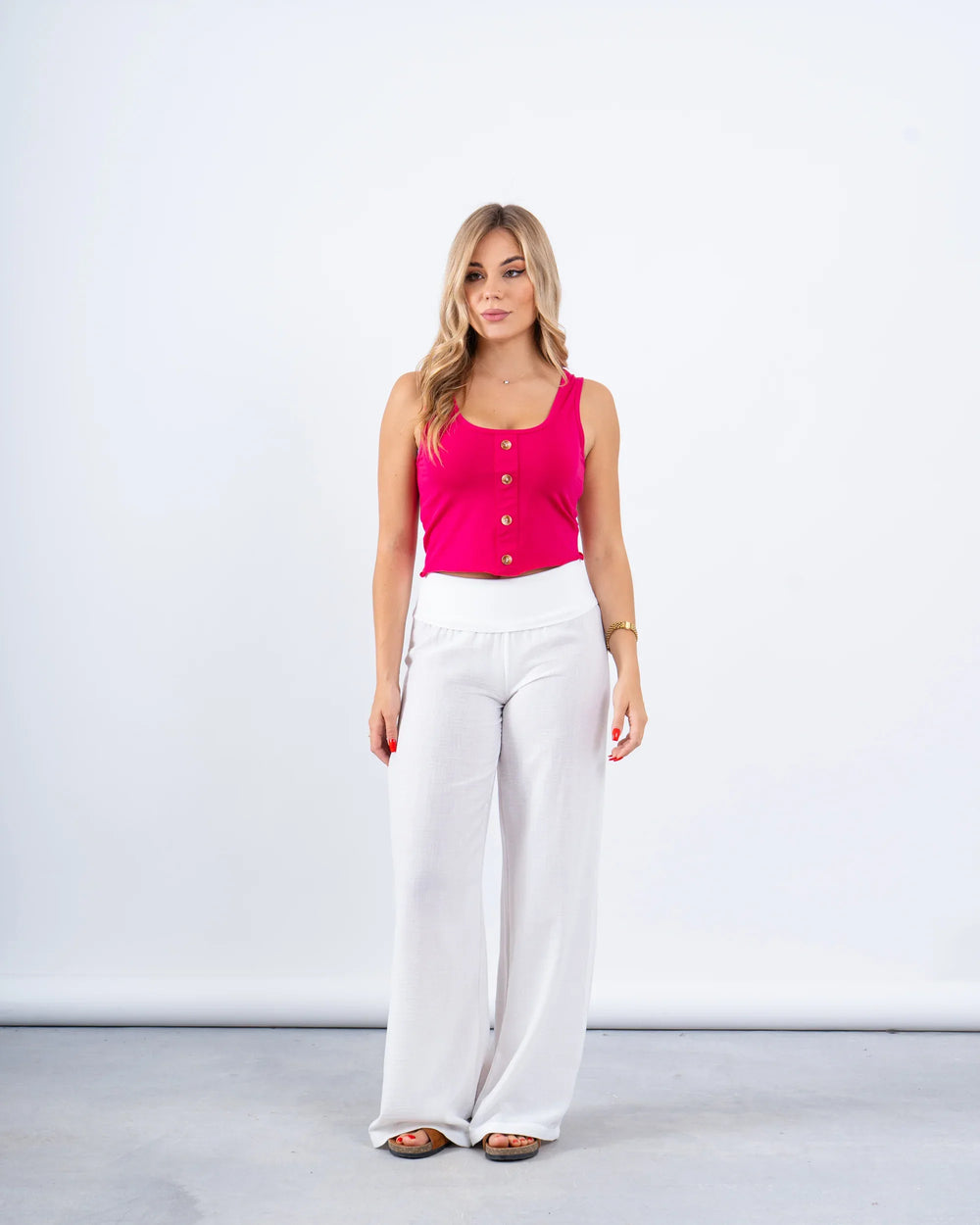 Ribbed Button Crop Tank - Venti