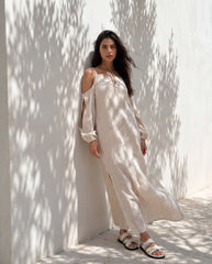 Women Linen sparkled maxi Dress