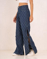 Women textured denim tieup