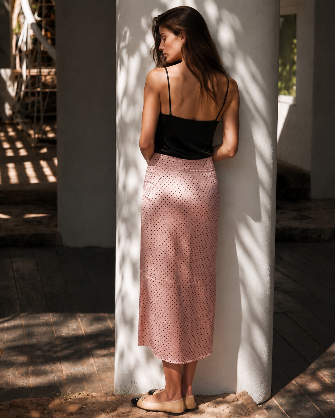 Women wrap polka dot skirt