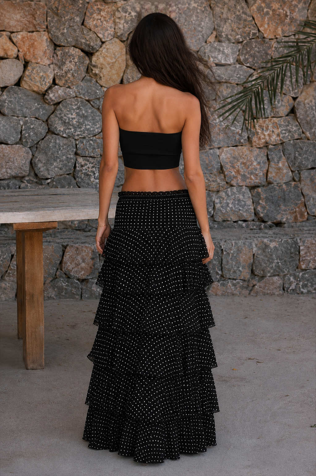 Women polka ruffle skirt