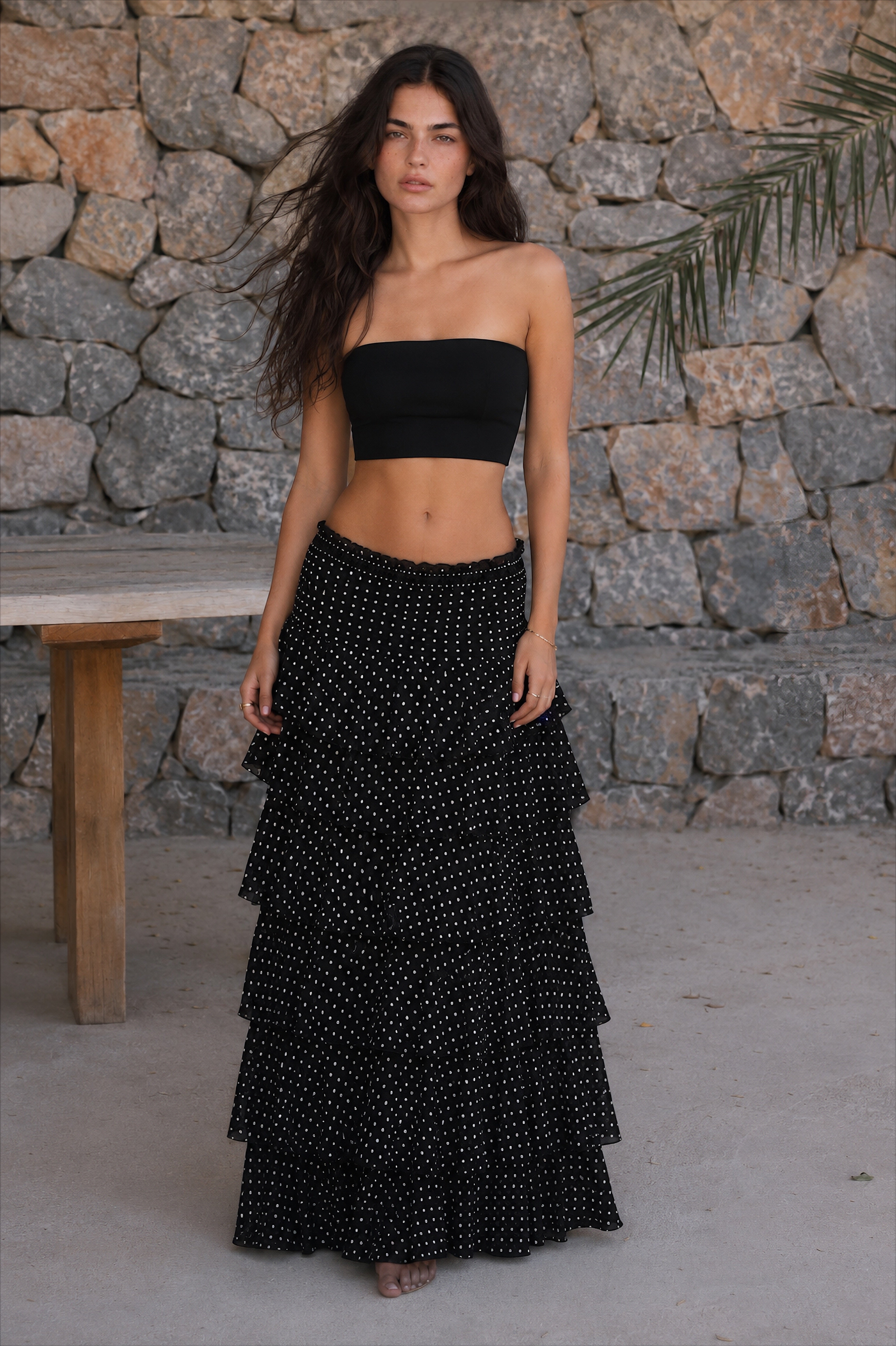 Women polka ruffle skirt