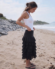 Women ruffles maxi skirt