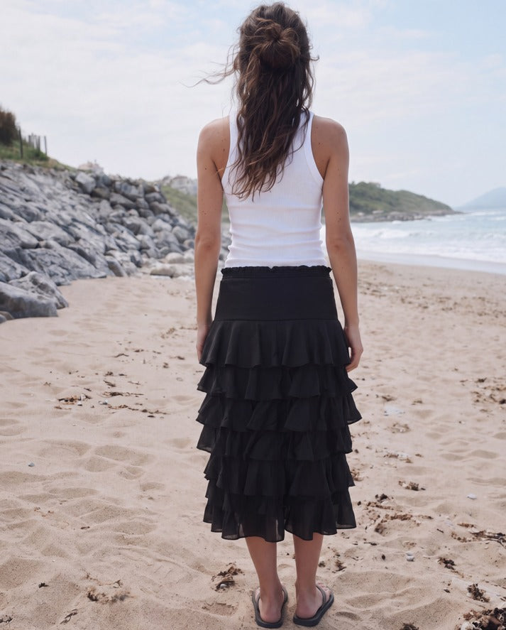 Women ruffles maxi skirt