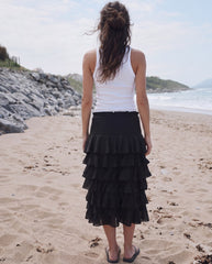 Women ruffles maxi skirt