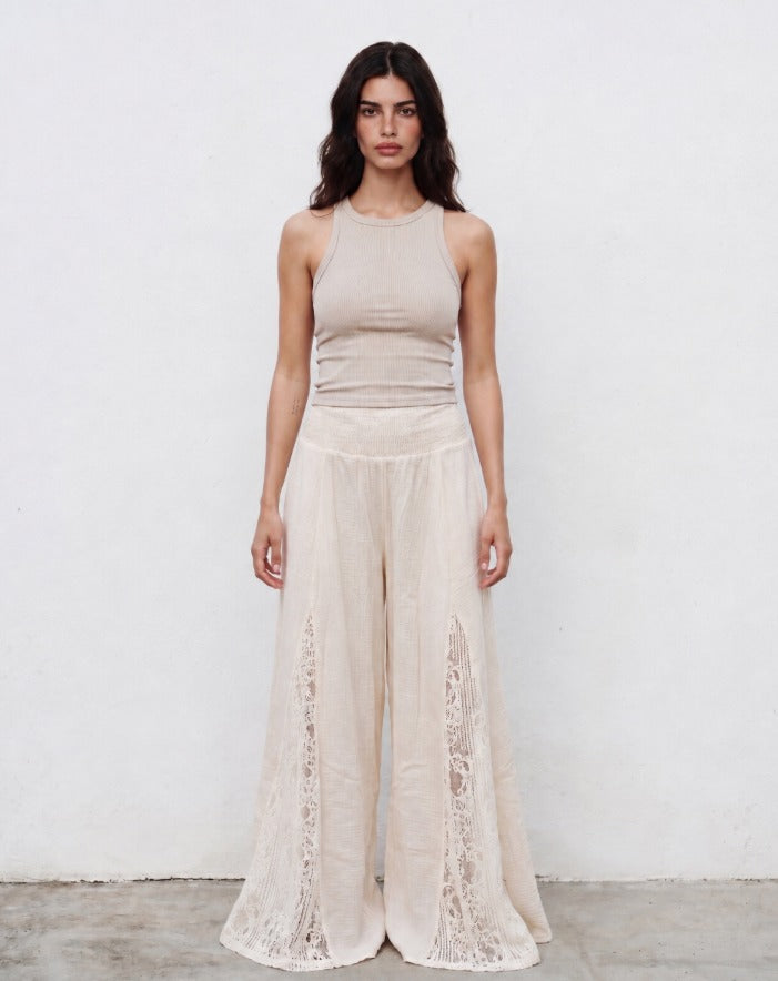 Women Linen & Lace detail pants