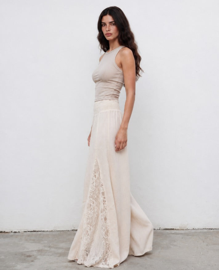 Women Linen & Lace detail pants