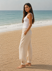 Women Pleats Cuffed Pants