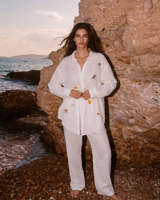 Women Wide-Leg Linen Pants