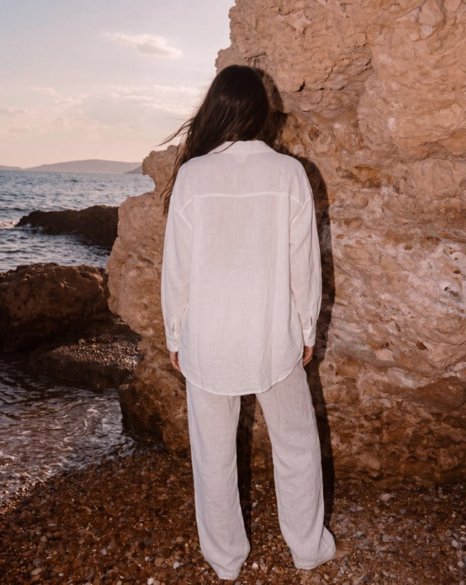 Women Wide-Leg Linen Pants