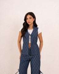 Denim tie up vest