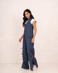 Denim tie up vest