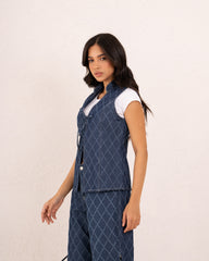Denim tie up vest