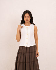 Women gold button textured