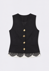 Women vest with lace trims