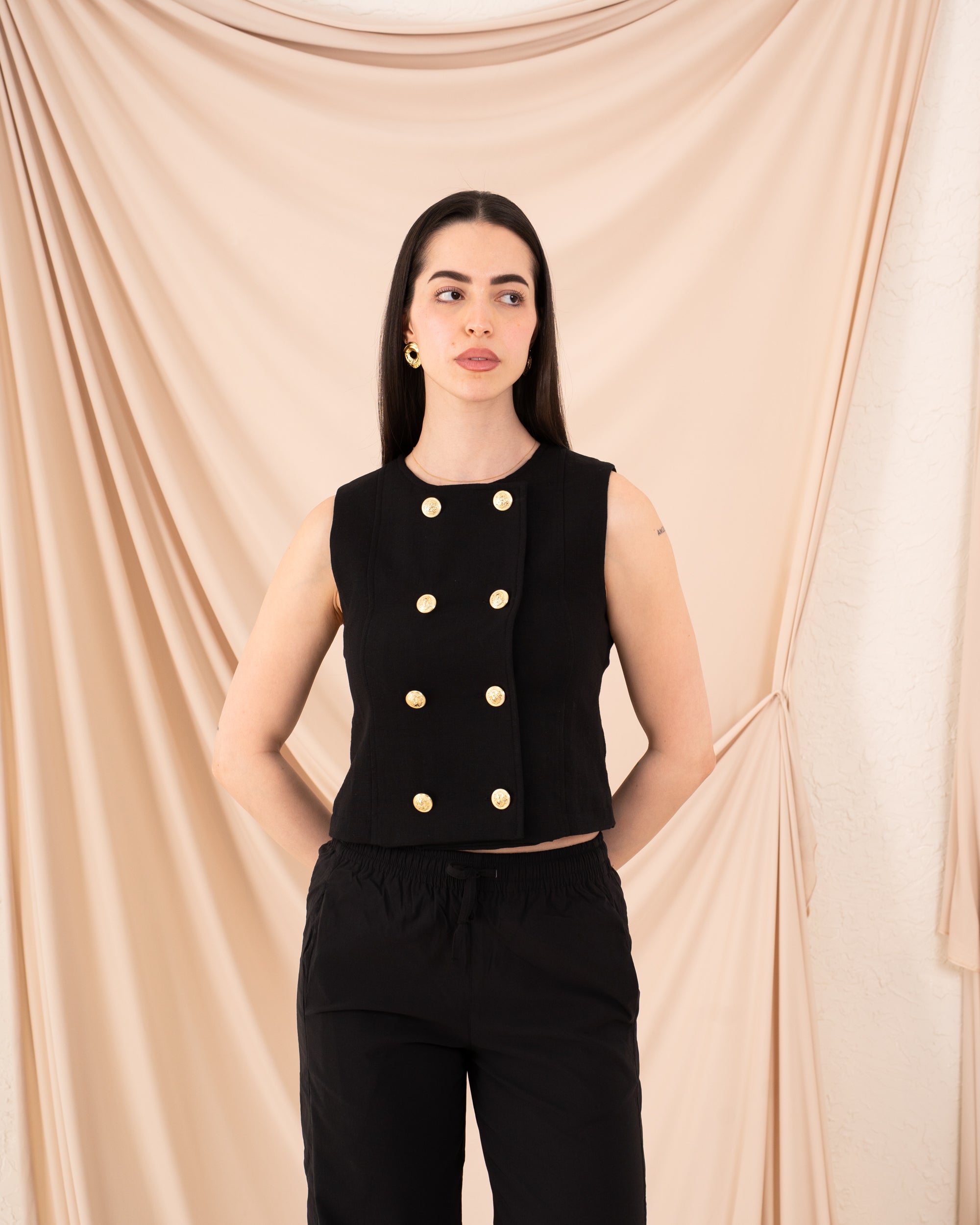 Women Sleeveless Linen Vest