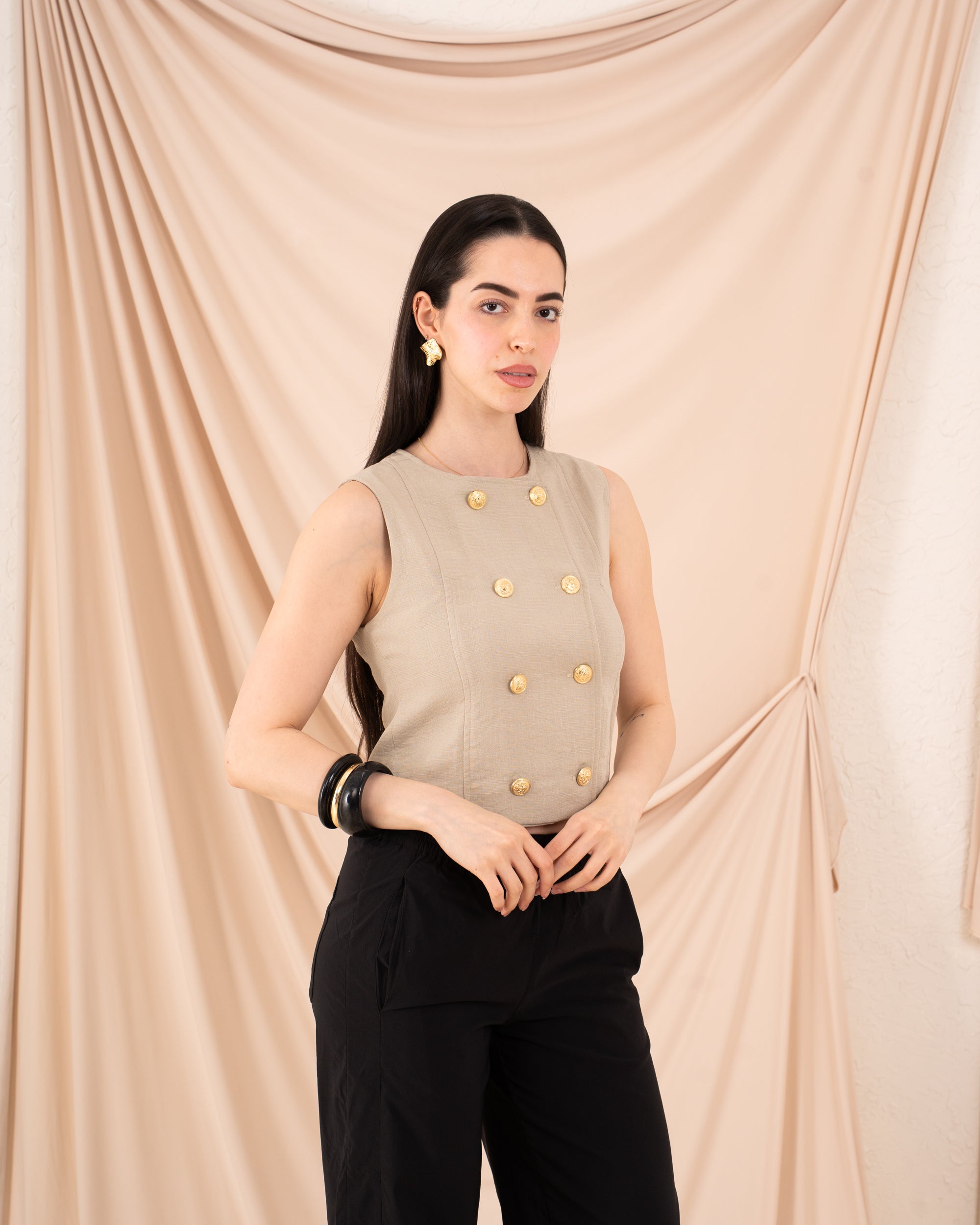 Women Sleeveless Linen Vest