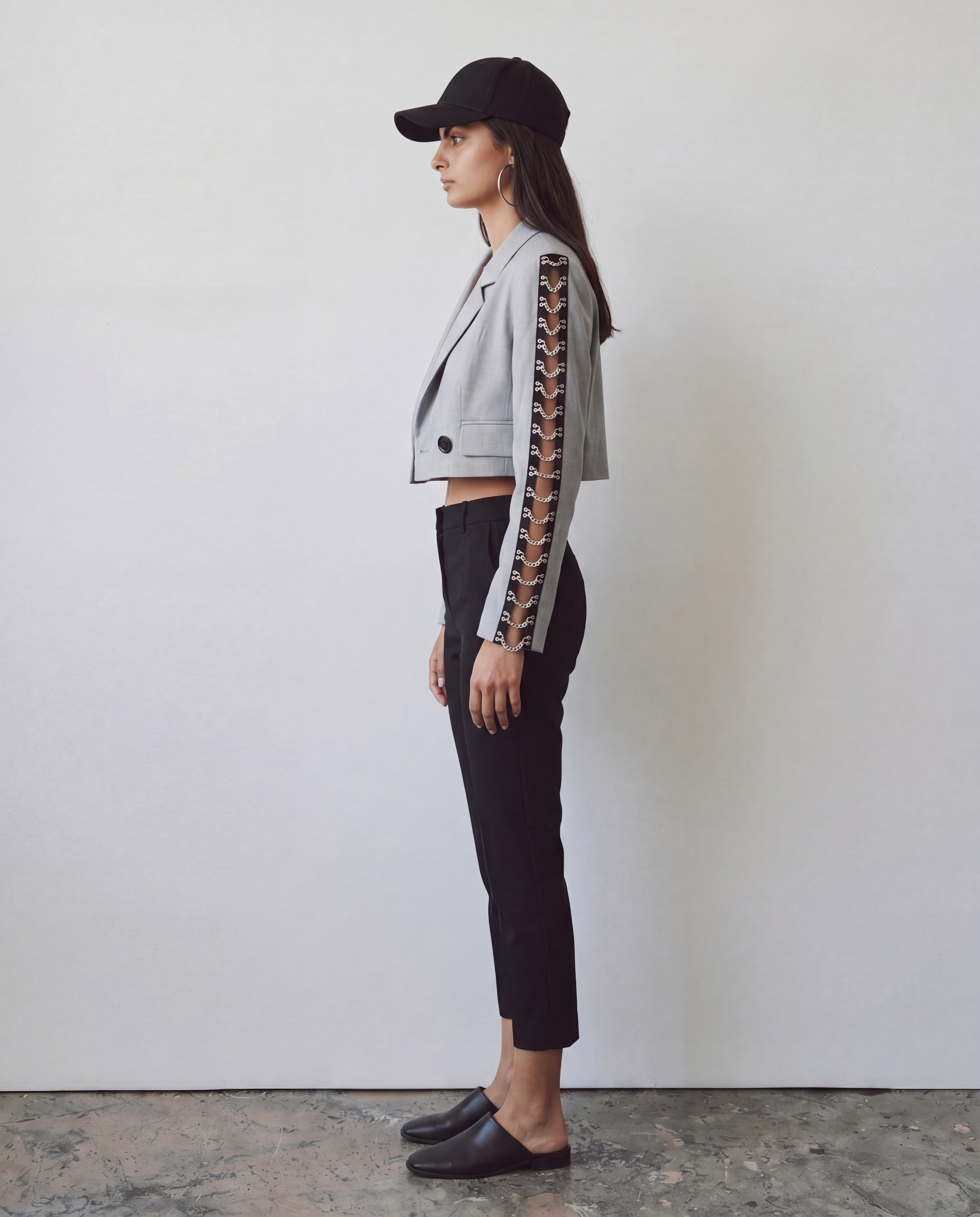Women cropped blazer hoop
