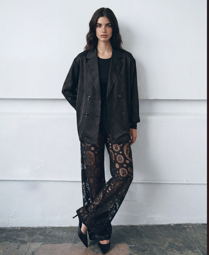 Women jacquard satin blazer