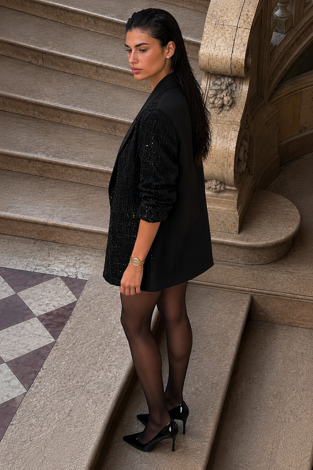 Women linear embellished
