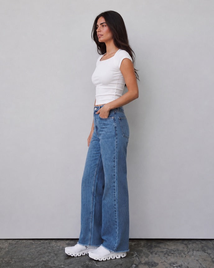 Women ribbed squared top