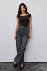 Women ribbed squared top