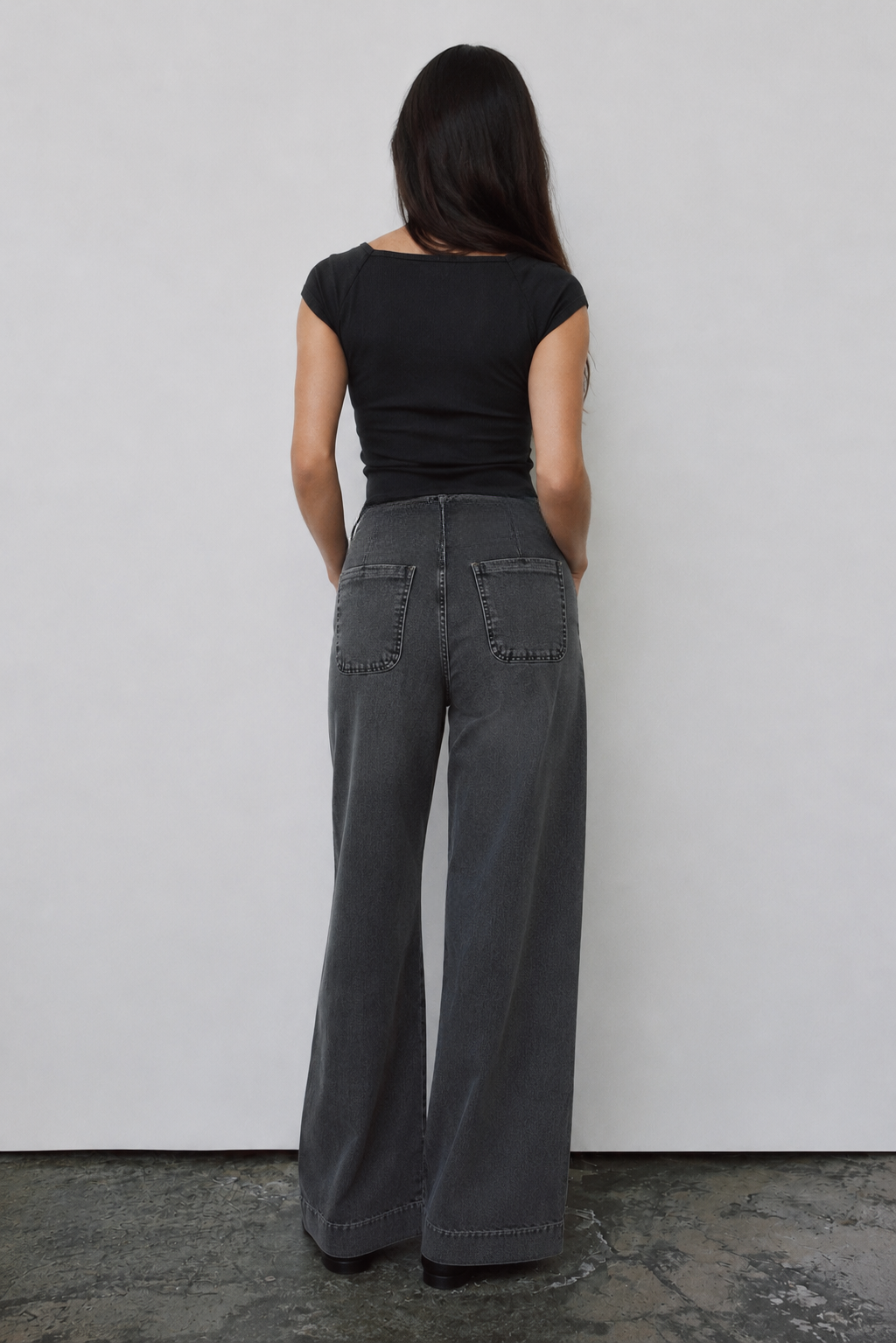 Women ribbed squared top