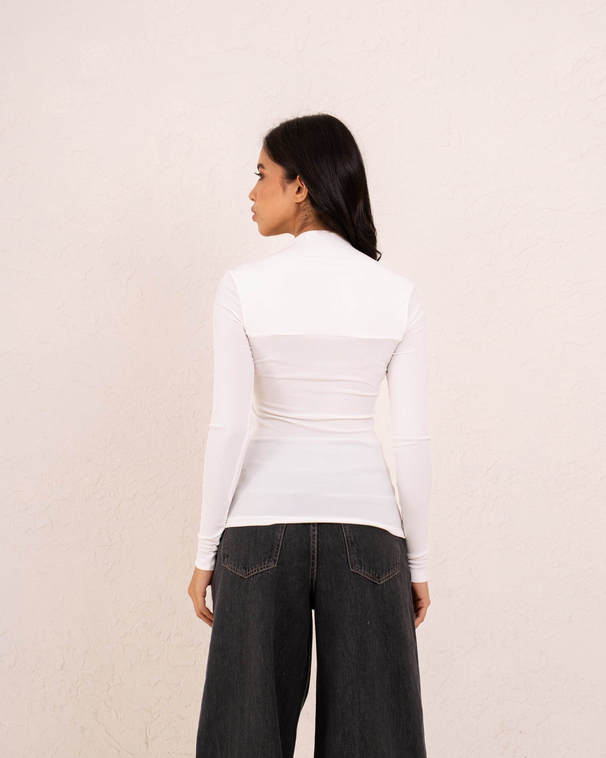 Women ribbed squared top