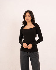 Women ribbed squared top