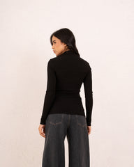 Women ribbed squared top