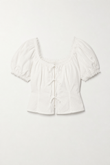 Women tie up gypsy blouse